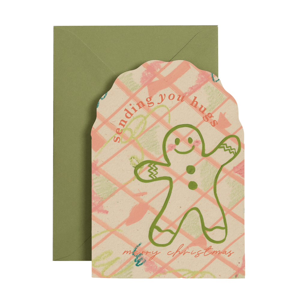 gingerbread man greeting card reads Merry Christmas card by I am Roxanne 