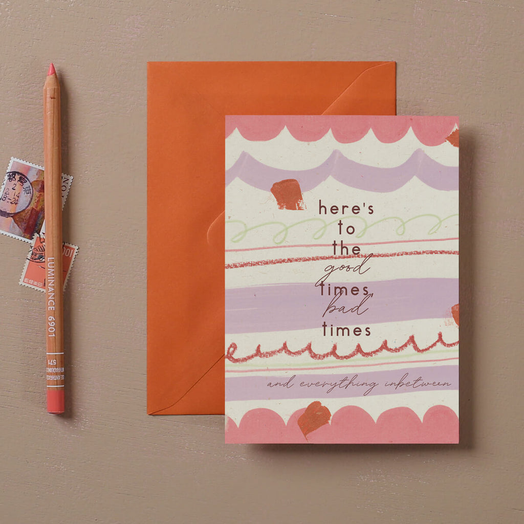 good times and bad times card with scalloped pattern