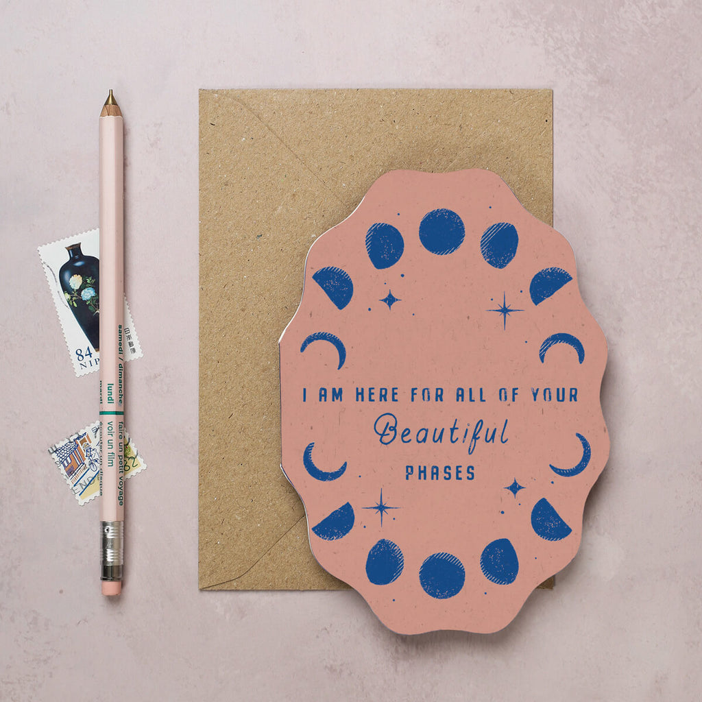 Beautiful phases card with illustrations of the moon phases by I Am Roxanne