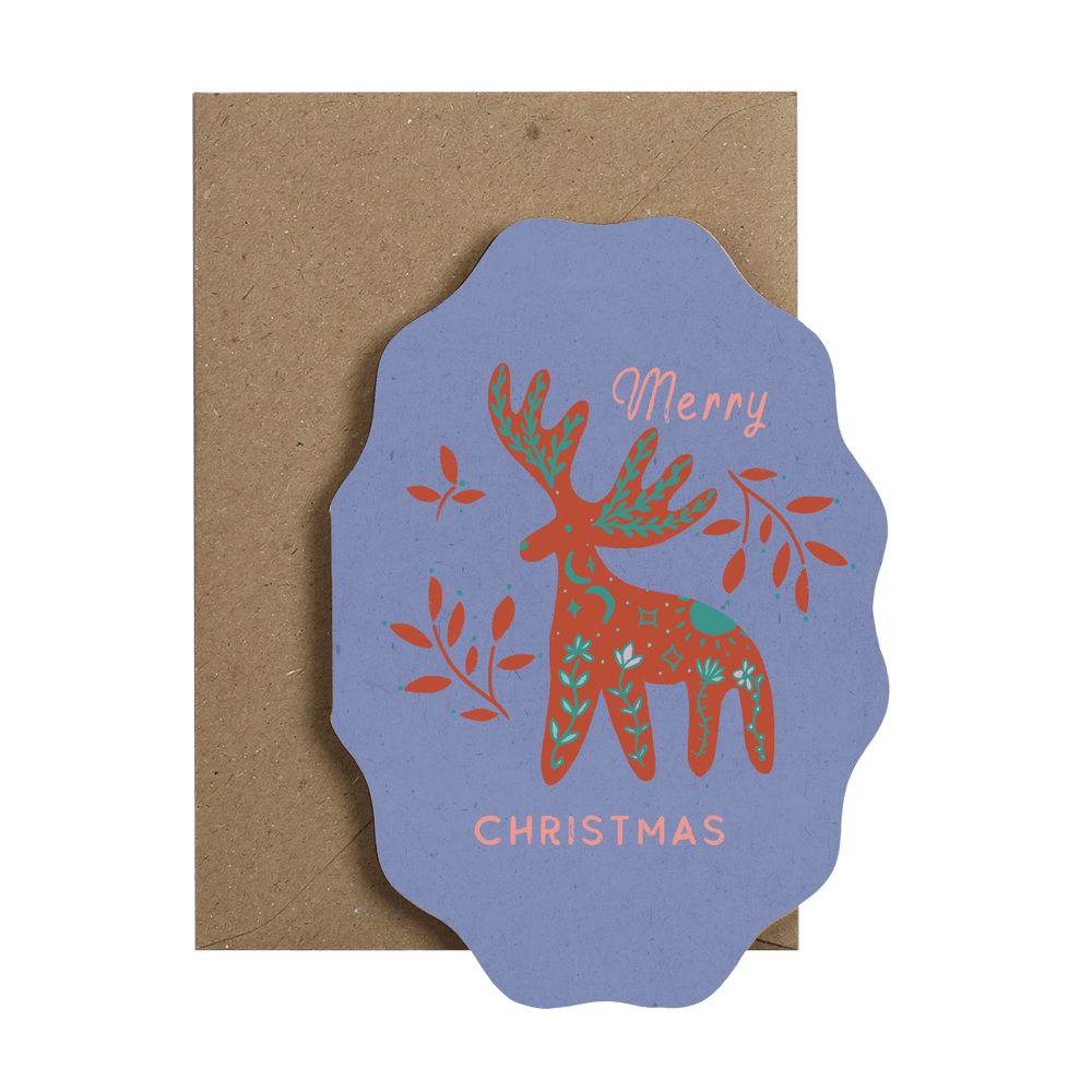 Merry Chirtsmas stag greeting card by I am Roxanne for 2023